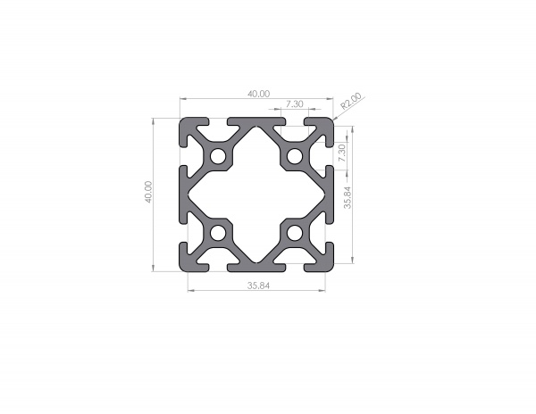 Aluminum profile 40x40 groove 5 I-type